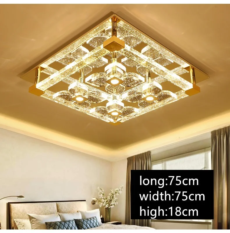 IWHD Crystal LED Ceiling Light Fixtures Bedroom Living Room Plafondlamp Tricolor dimming Lamparas De Techo Home Lighting Lustre