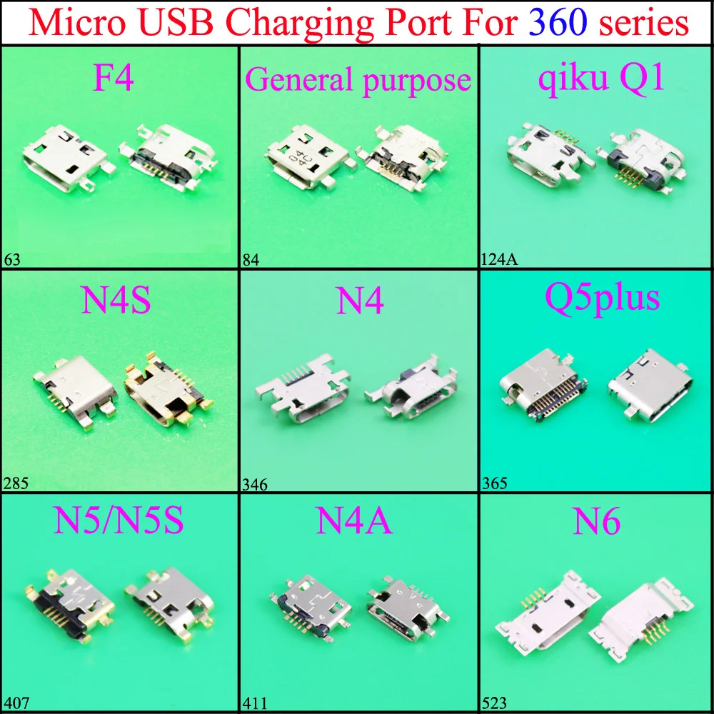 YuXi Micro USB jack Mini Charging socket connector For 360 F4 N4S N5/N5S N4A N4 Q5plus N6 ...