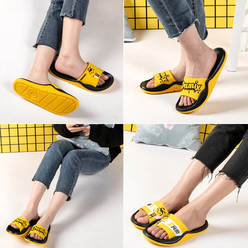 Onemix Men Slippers Casual Shoes Non-slip Indoor Summer Cute Style Black Home Sandals Anti-Slippery Women Beach Outdoor Sandals