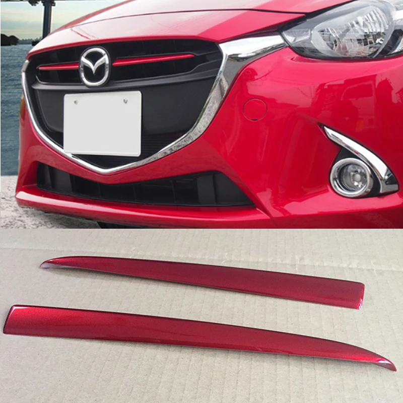 Chrome Front Grille Grill Cover Trim Sticker FOR Mazda 2 Demio 2015 2016 2017 DJ DL Mazda2 Hatchback Sedan Accessories Styling