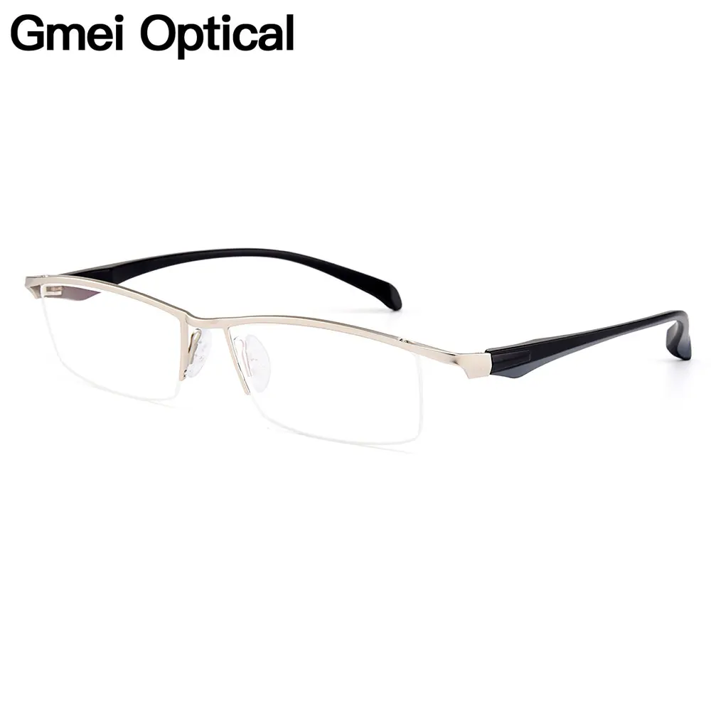 

Gmei Optical Men Large Size Titanium Alloy Glasses Frames for Men Eyewear Flexible Legs IP Electroplating Alloy Spectacles Y8011