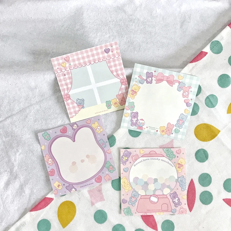 80 Sheets Kawaii Stationery Cute Candy Rabbit Sticky Notes Memo Pad Planner Stickers DIY Notepad Paper Bookmarks Papelaria