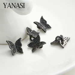 1PCS 10mm Black Cubic Zirconia Butterfly Charms Pendants Beads for DIY Handmade Jewelry Bracelet Necklace Making