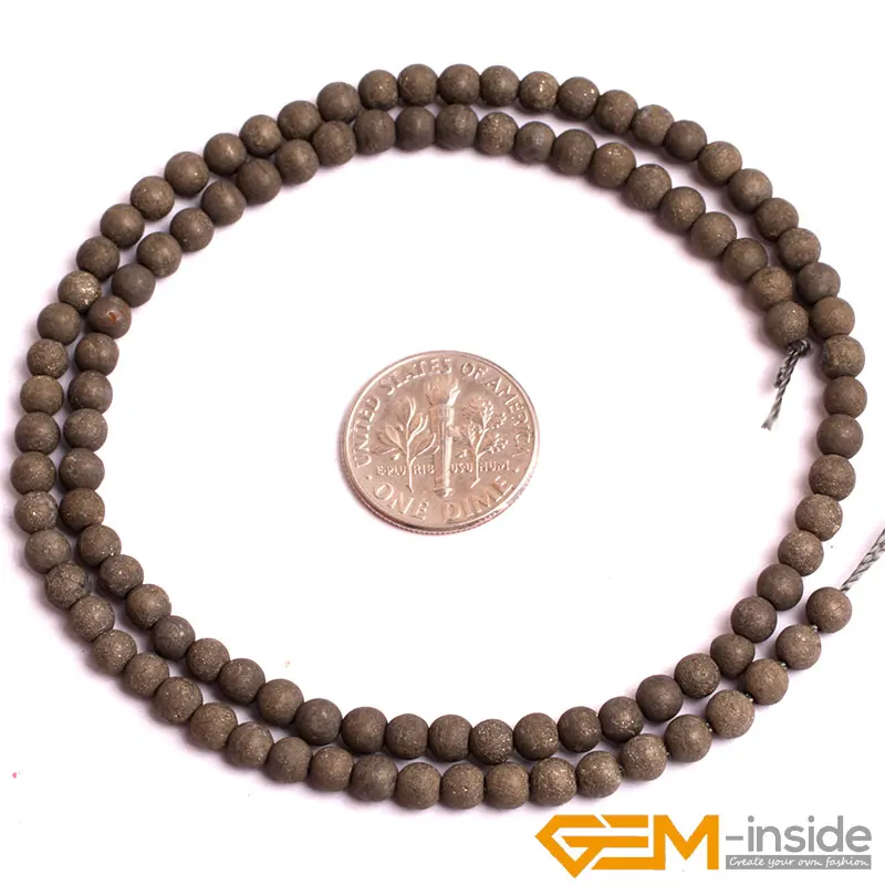 Round Matte Frost Pyrite Stone Beads Natural Stone Beads DIY Loose Bead For Jewelry Making Strand 15 Inches 6mm 8mm 10mm 12mm