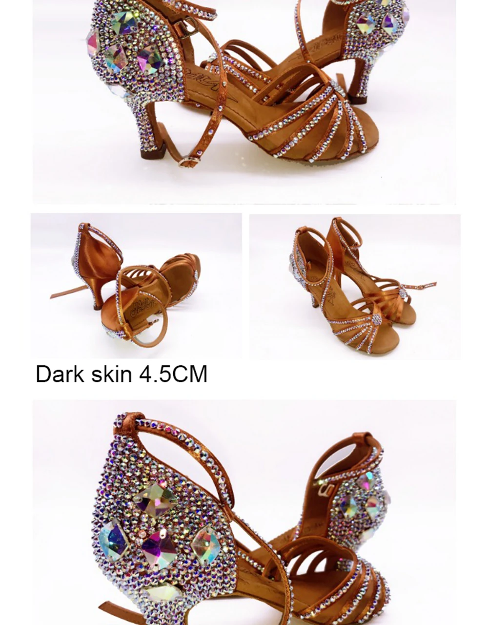Sneakers BD 311 Mädchen Lateintanzschuhe Weiche Sohle Erwachsene SALSA Diamant-Verzierte Ballsaal-Salsa-Schuhe SCHWARZ MIT 4,5 CM ABSATZ Passend zu QA-TASCHEN – Detail 8
