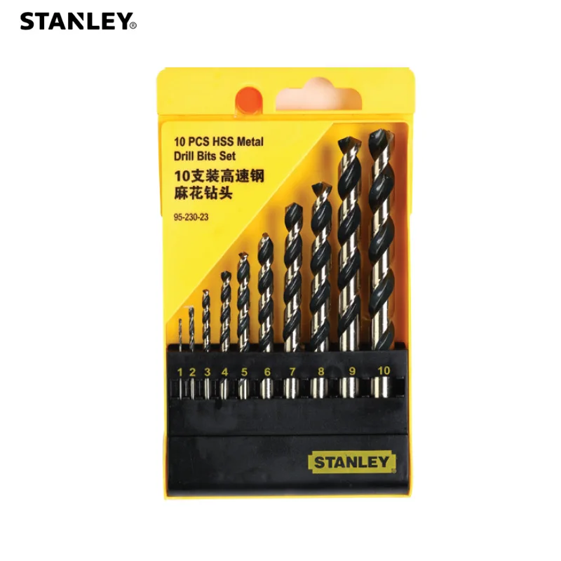 

Stanley 10pcs multi-purpose self centering drill bits combination set 1mm to 10mm steel wood hole HSS twist drills multi-bit kit