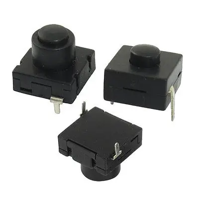 3pcs Vertical 2-Pin Self-Locking Flashlight Push Button Switch 12mm x 12mm