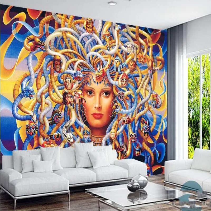 wellyu Custom large - scale murals Medusa banshee Greek mythology retro European and American  TV background wallpaper