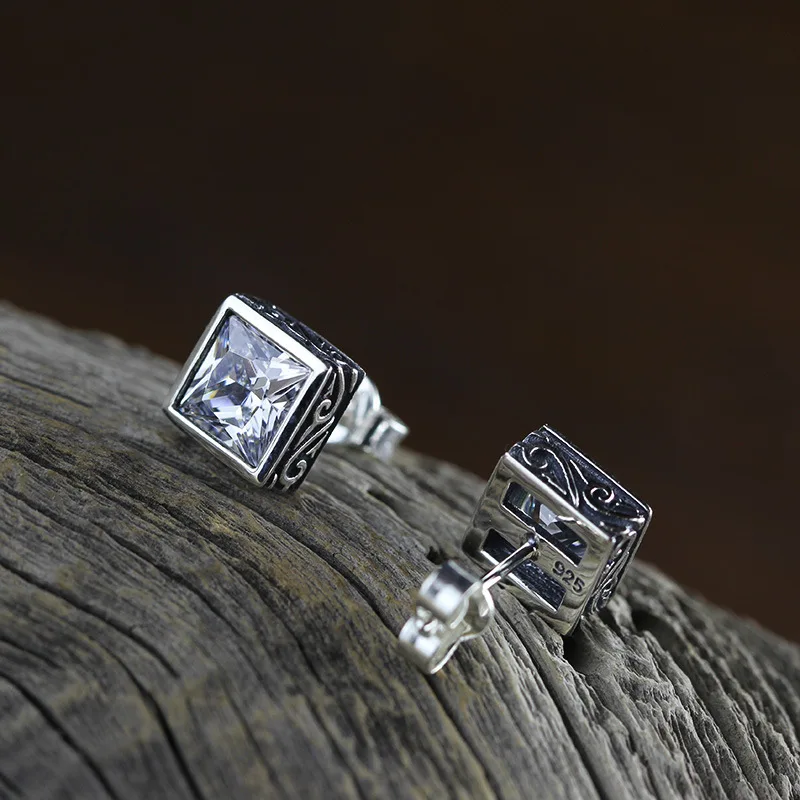 s925 silver products Summer the new men and women earrings with retro classic S925 tremella delicateness nail