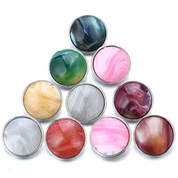 10pcs/lot Colorful Mix Resin Snap Buttons Handmade Charms Fit 18mm 20mm Snap Bracelet Summer Button Jewelry ZD065