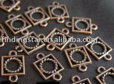 

FREE SHIPPING 600pcs Antiqued copper twisted circle square links A10C