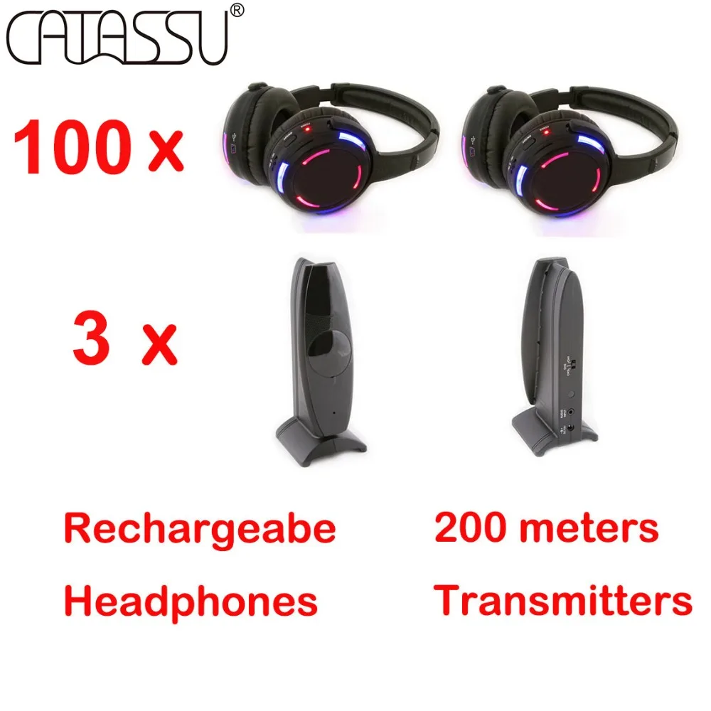 Silent Disco Quiet Clubbing Wireless Headphones 100 Sets With Transmitters