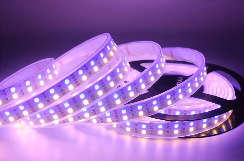 Imagem -06 - Dupla Fileira Ip20 Ip67 Impermeável 5050 Smd Rgbw Rgb Mais Branco Rgbww Rgb Mais Branco Quente Tiras Led Flexíveis Dc12v 5m 120led m 600leds 5m