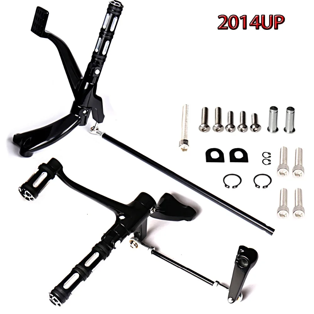 

Gloss Black Forward Controls Edge Cut Pegs Levers Linkages For Harley Sporster XL 883 1200 2014-2023