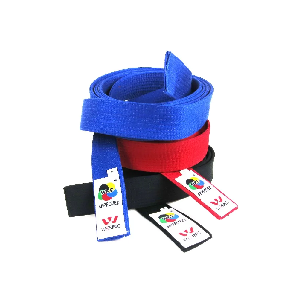 Wesing WKF Approved karate belt 100% cotton blue red black belt karate