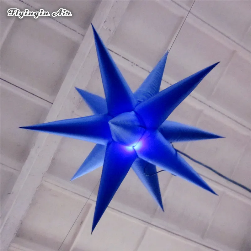

Customized Hanging Party Inflatable Balloon 1.5m/2m Diameter Blue Lighting Star For Night Club And Bar Decoration
