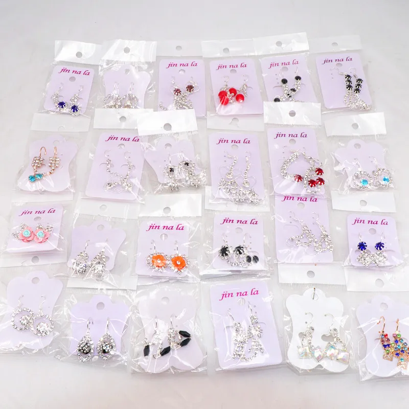 Fashion 30pairs/Lot Cute Crystal Mixed Dangle Drop Earrings For Women Best Gift Party Jewelry Earrings