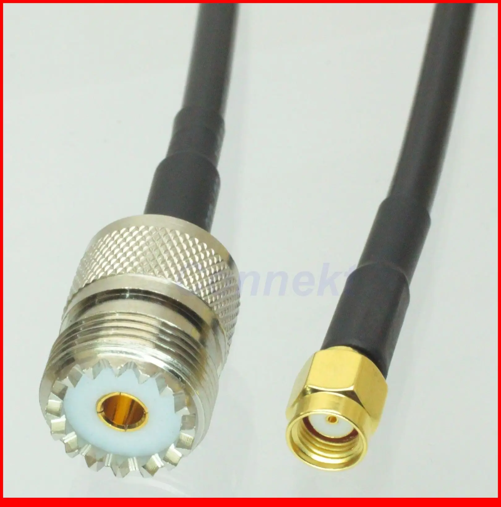 

5pcs/lot UHF female to RP-SMA male jack center straight crimp RG58 cable jumper 50cm