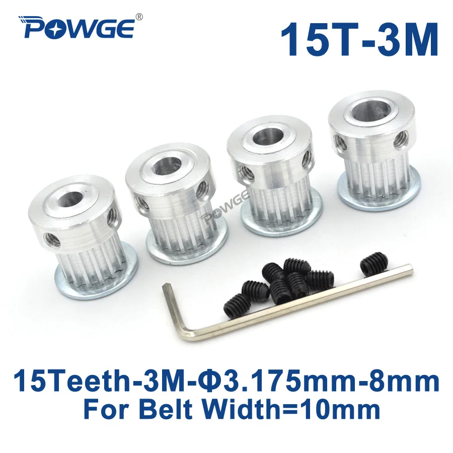 

POWGE 15 Teeth HTD 3M Synchronous Pulley Bore 3.175/4/5/6/6.35/7/8mm for Width 10mm 3M timing belt HTD3M Pulley gear 15T 15Teeth