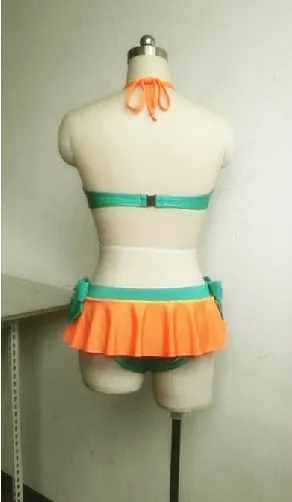 Gumi Anime Bikini Custom Made Orange&Green Cosplay Swimsuit