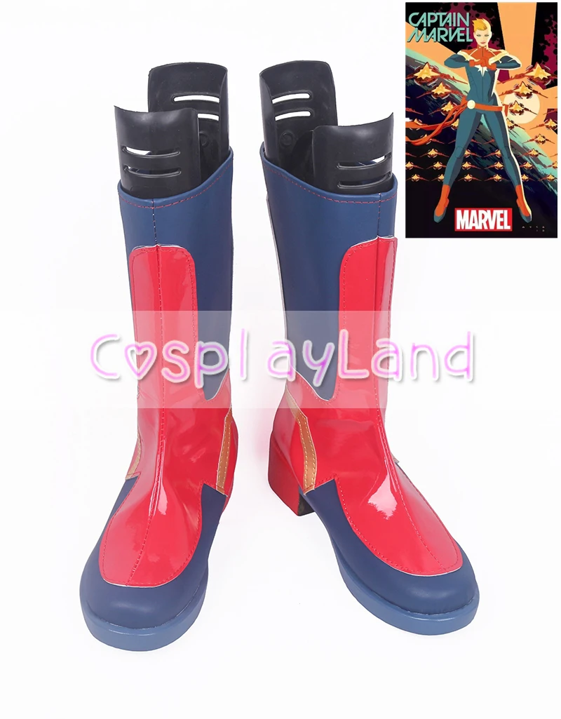 

Superhero Captain Marvel Long Cosplay Costume Boots Shoes Halloween Party Custom Made for Adult Women Shoes Accessories