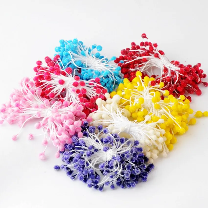 5mm 400pcs/lot Glass Multi Color Flower Stamen Floral Stamen For DIY Cake/Wedding Decoration Artificial Flowers DIY
