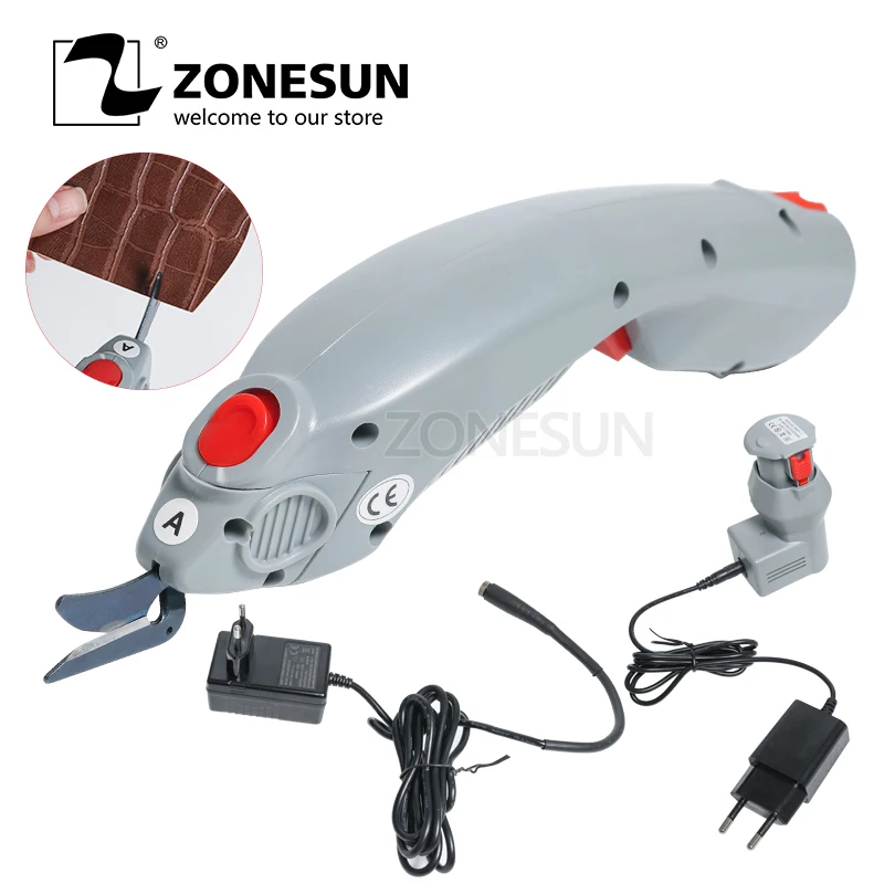 ZONESUN Wireless Electric Scissors Cutter Cutting Paper Clothes Fabric Textile Leather Suitcase Trunk Trimming Cutting Edge Tool