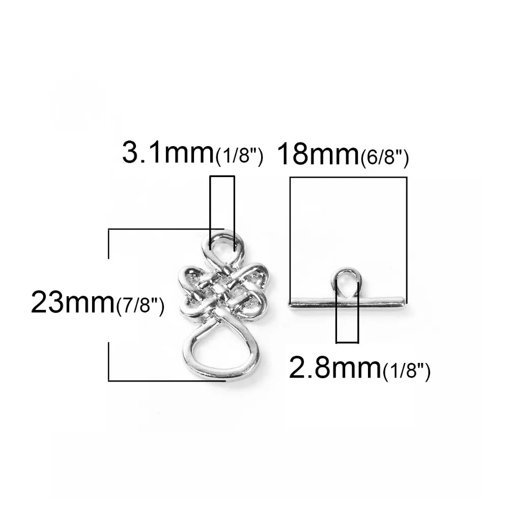 DoreenBeads Handmade Silver Color Toggle Clasps Knot Pattern Charms DIY Making Bracelets Necklace Jewelry Findings Gifts,2Sets