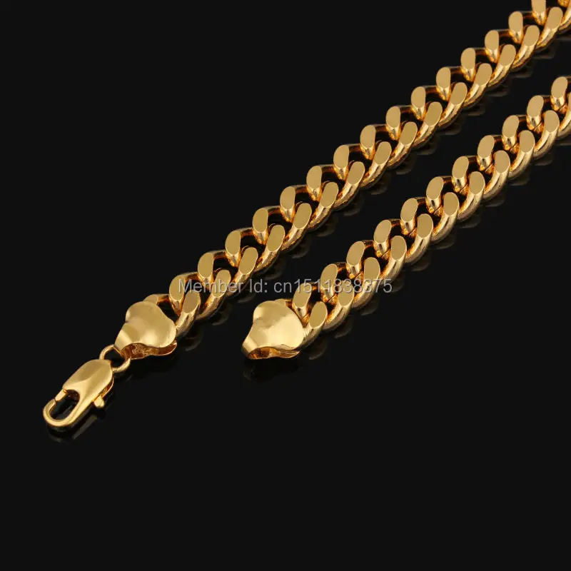 Adixyn Fashion jewelry Gold Color Necklace 7mm Oval Men women Curb Chain Necklace free shipping