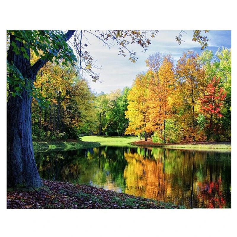 

5D DIY Diamond Painting landscape autumn forest river Full Square Drill Wall Sticker Rhinestone Diamond Embroidery Decor WG958