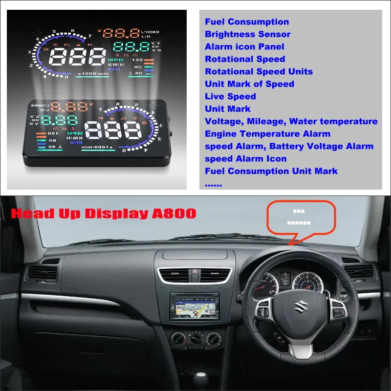 For Suzuki Grand Vitara/Swift/SX4 2010-2020 Car OBD Head Up Display Safe Driving Screen Projector Reflecting Windshield