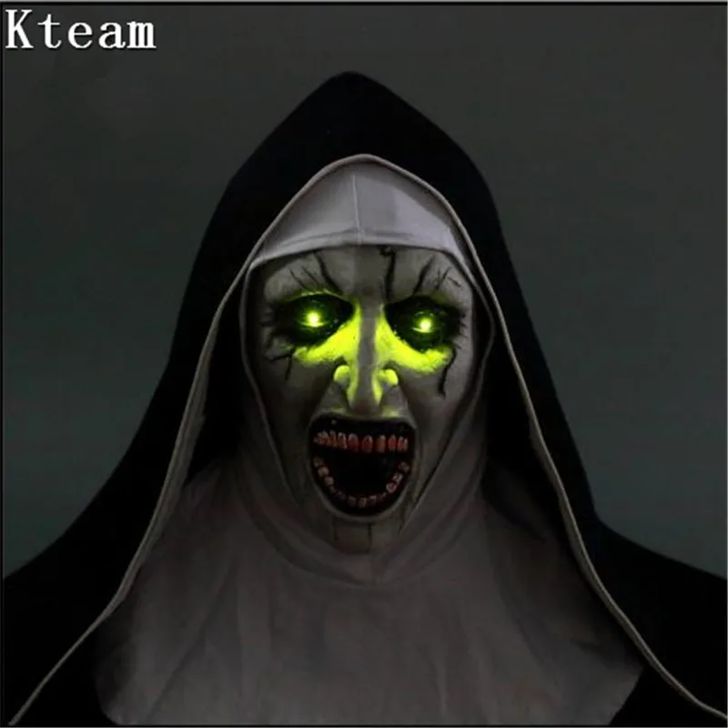 Hot The Nun Horror Mask Cosplay Valak Scary Latex Masks With Headscarf Full Face Helmet Halloween Party Props 2019 Drop Shipping