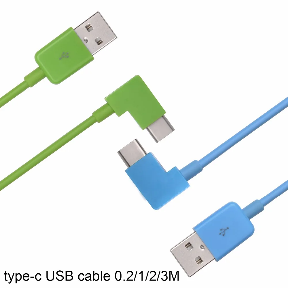 Niebieski i zielony kąt USB-C USB 3.1 typu C kabel do ładowania danych pod kątem 0.2 m 1 m 2 m 3 m, USB typu C C kabel 20 cm 3ft 6ft 10ft