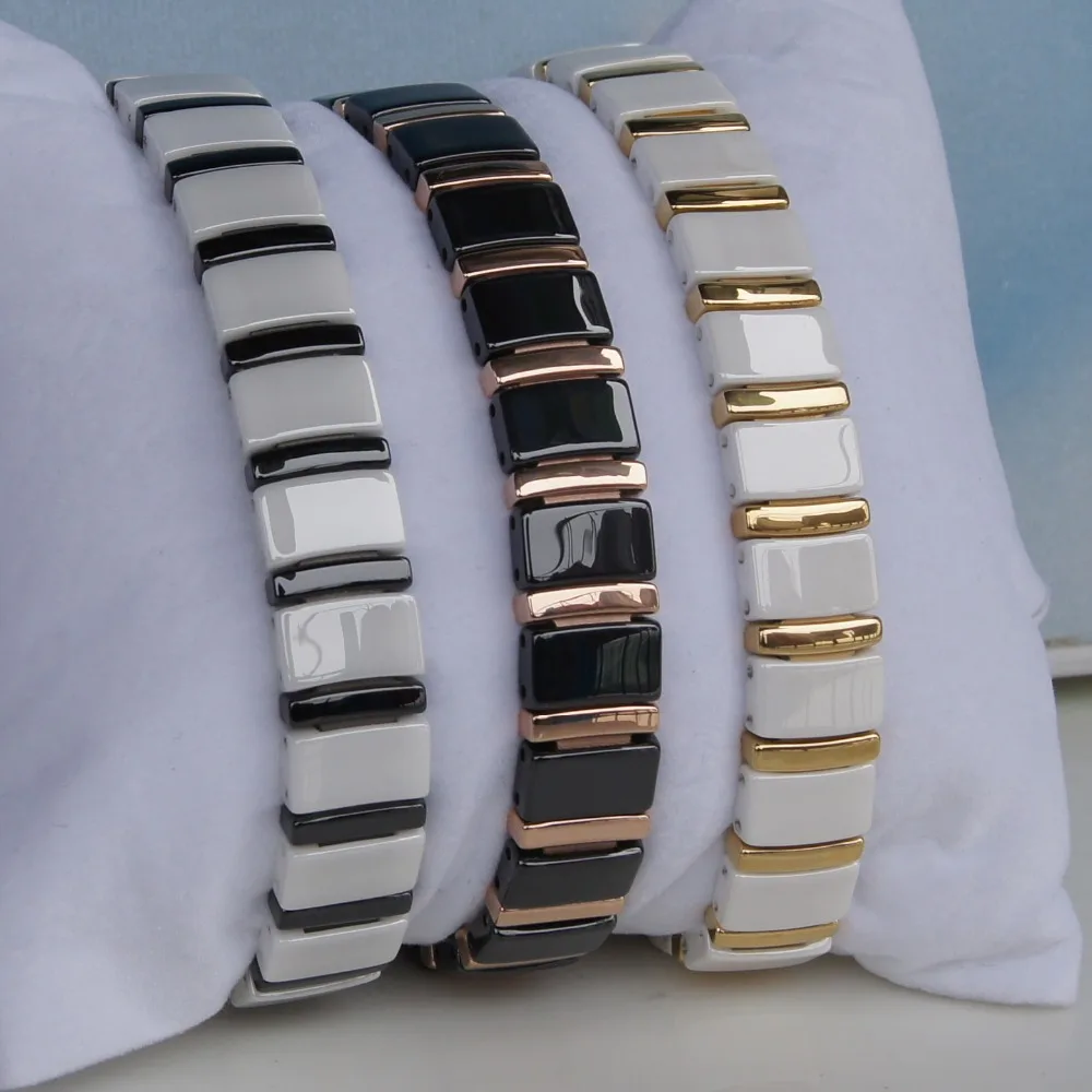 2tone white & black  fashion design hi tech scratch proof  magnetic ceramic bracelets 3 color available bangles