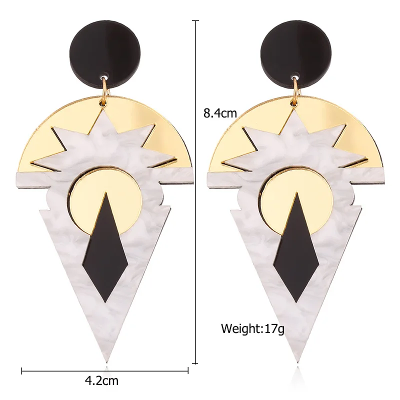 FishSheep Gold Color Geometric Acrylic Dangle Drop Earrings Rock Punk Resin Big Irregular Earrings For Women Jewelry Accessories