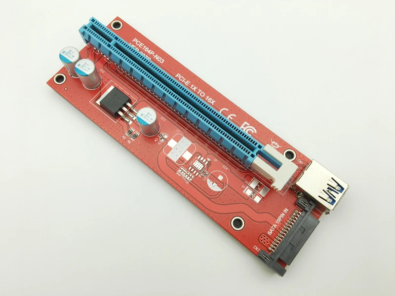 Riser Red VER007S PCI Express Riser Card 1x to 16x PCI-E Extender USB 3.0 Cable 15Pin SATA for BTC Mining Bitcoin Miner Antminer