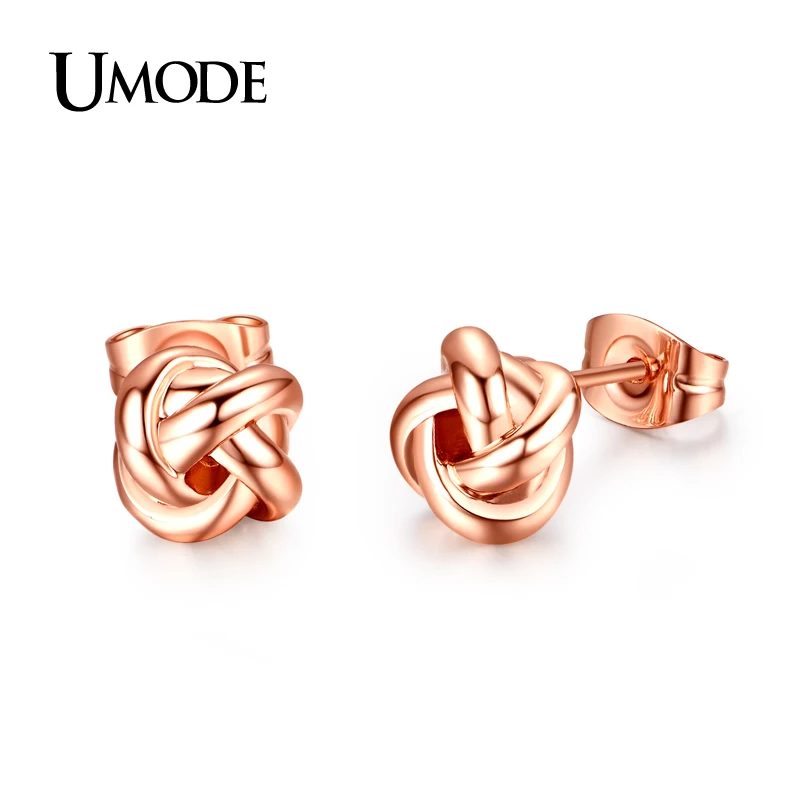 UMODE Rose Gold Color Classic Design Love Knot Post Stud Earrings Boucle D\'oreille JE0140A