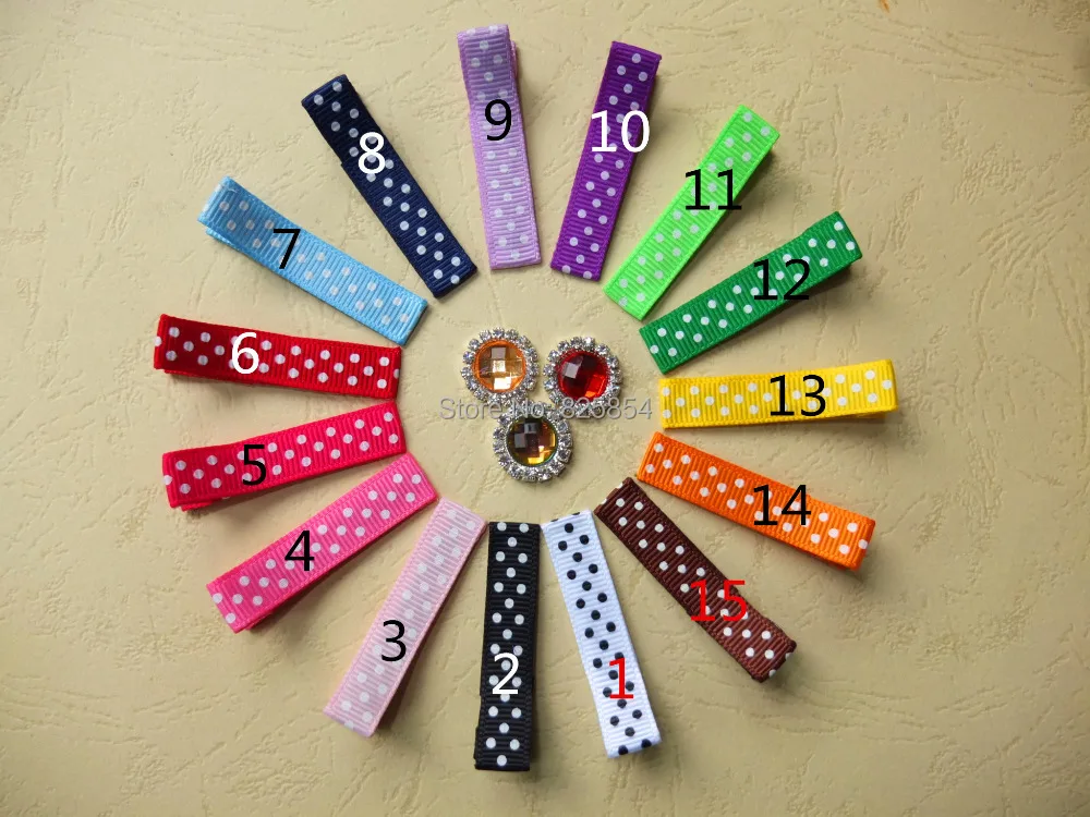 

Wholesale Polka Dots Kids Hair Clips LINED Alligator Clip Dots Ribbon clips Hair barrettes Hair bows 120pcs/lot U pick colors