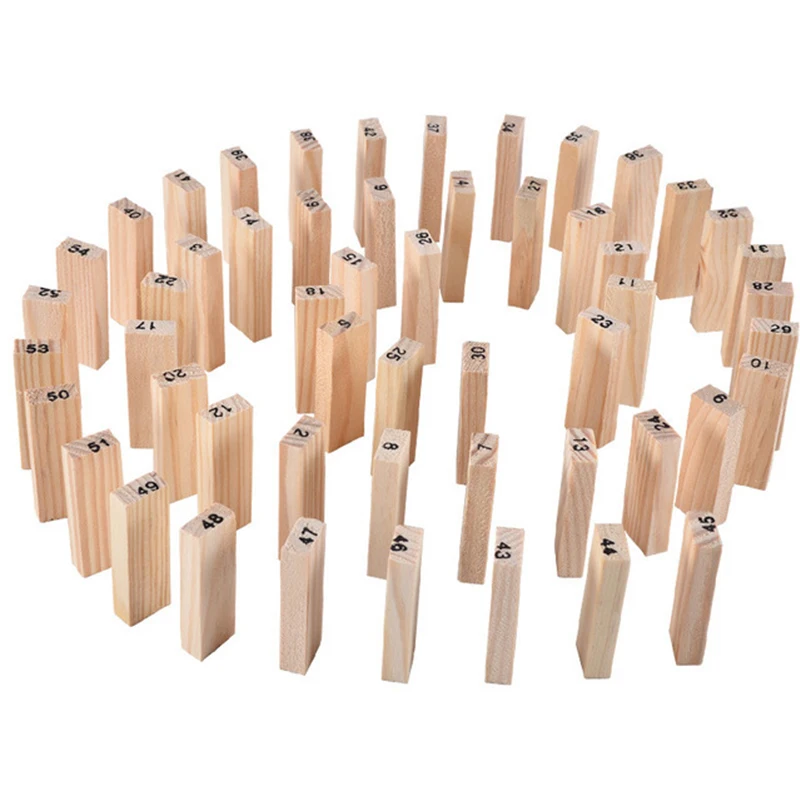 Juguete de bloques de construcción para niños, Mini torre de madera divertida, apilador de dominó de madera dura, juego educativo Montessori, regalos, 54 Uds.