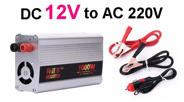 

Free Shipping 1000W DC 12V to AC 220V crocodile clip + cigarette lighter line Power Inverter Converter Transformer Power Supply