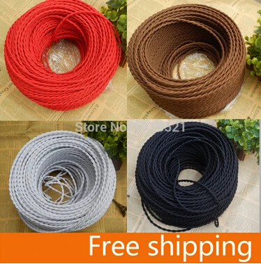 Free shipping (2m/Lot)  twisted electrical wire Vintage Fabric Copper Conductor Eletrical Wire(2*0.75mm) Edison Bulb Lamps cable