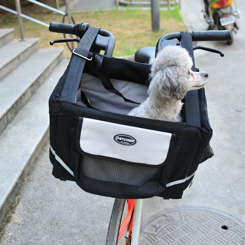 Luxury Durable Pet Bicycle Basket Carrier Bicycle Dog Leash Car Foldable Transport Bag Carrying Travel Seat For Puppy Cat Animal