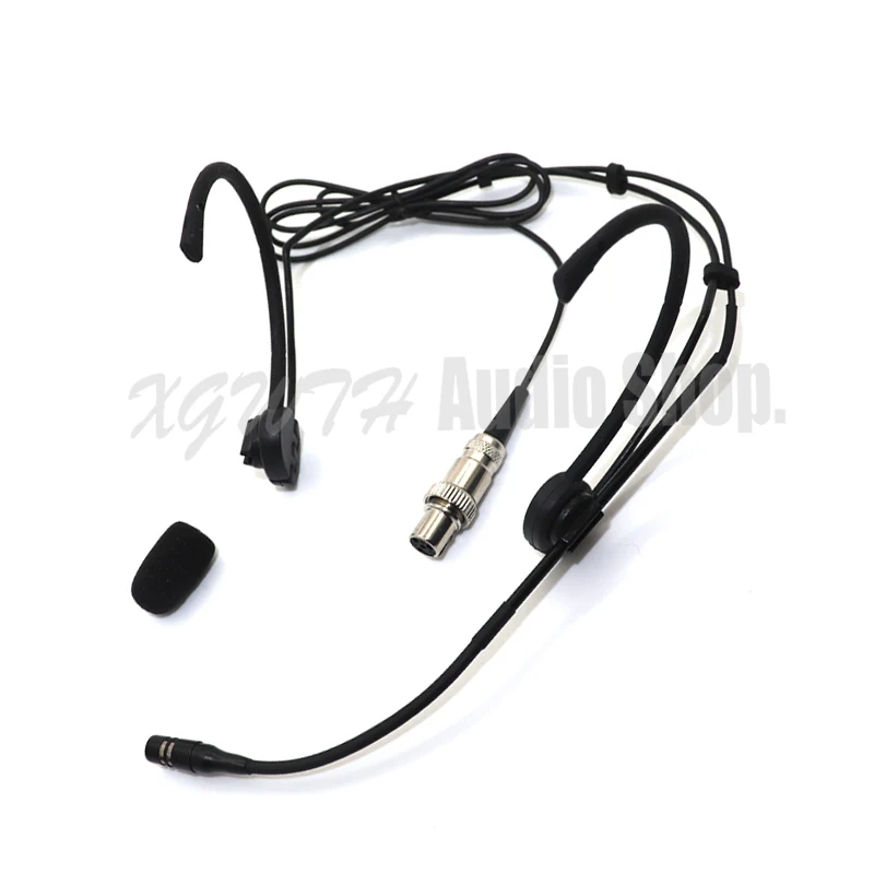 

Xgwth Foldable Ear Dual Hook Head Headset Microphone For MiPro Wireless Radio Condenser Mic System Beltpack Mini XLR 4Pin lock