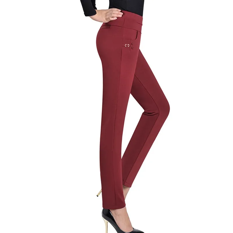 UHYTGF-Calça Feminina Solta Stretch Casual, Calça Longa Direta, Moda Feminina, Cintura Alta, Primavera, Outono, 5XL, 1295