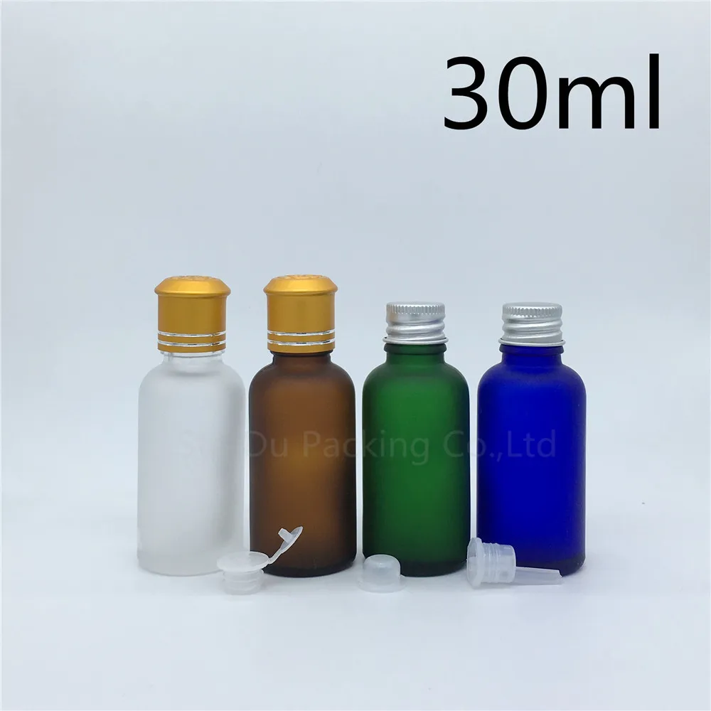 

Travel Bottle 30ml Green Blue Amber Transparent Frosted Glass Bottle, Vials Essential Oil Bottle With Aluminum Cap 240pcs/lot