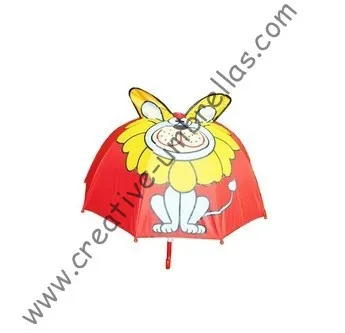 

Children umbrella,kid animal cartoon umbrella--Red Lion,auto open.8mm metal shaft and fluted ribs,safe kid umbrellas