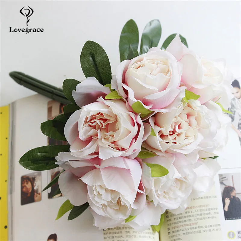 Bouquet de fleurs artificielles blanches en soie, 10/lot, fausses fleurs, pour un Mariage, DIY