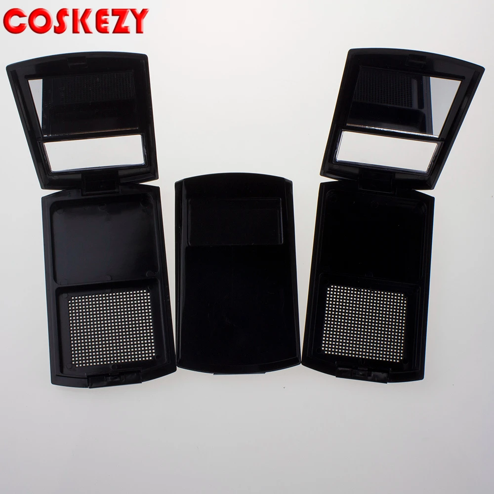 High quality makeup compact loose powder container black compact powder packaging with mirror wholesale