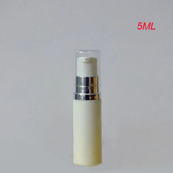 

120pcs 5ML white airless vacuum bottle with silver collor clear lid for serum , 5ml small airless COSMETIC packaging