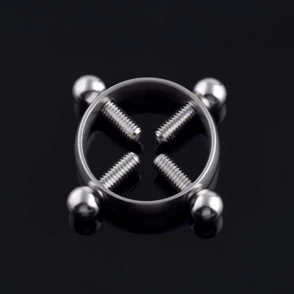 Adult sex toys Silver Alloy Adjustable Screw On Nipple Clamp Ring Barbells Body Piercing Jewelry Fetish Kinky Breast Sextoys CJ